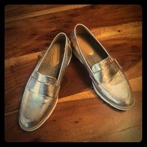 A New Day platform gold loafers